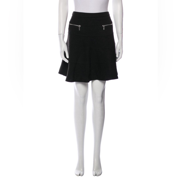 NEW Authentic See By Chloé Zippered Scalloped Black Flare Mini Skirt A-Line - Picture 3 of 10